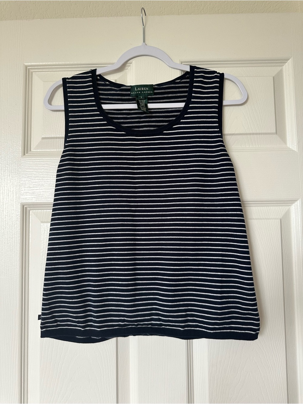 Ralph Lauren Striped Tank Top Sweater Knit Navy